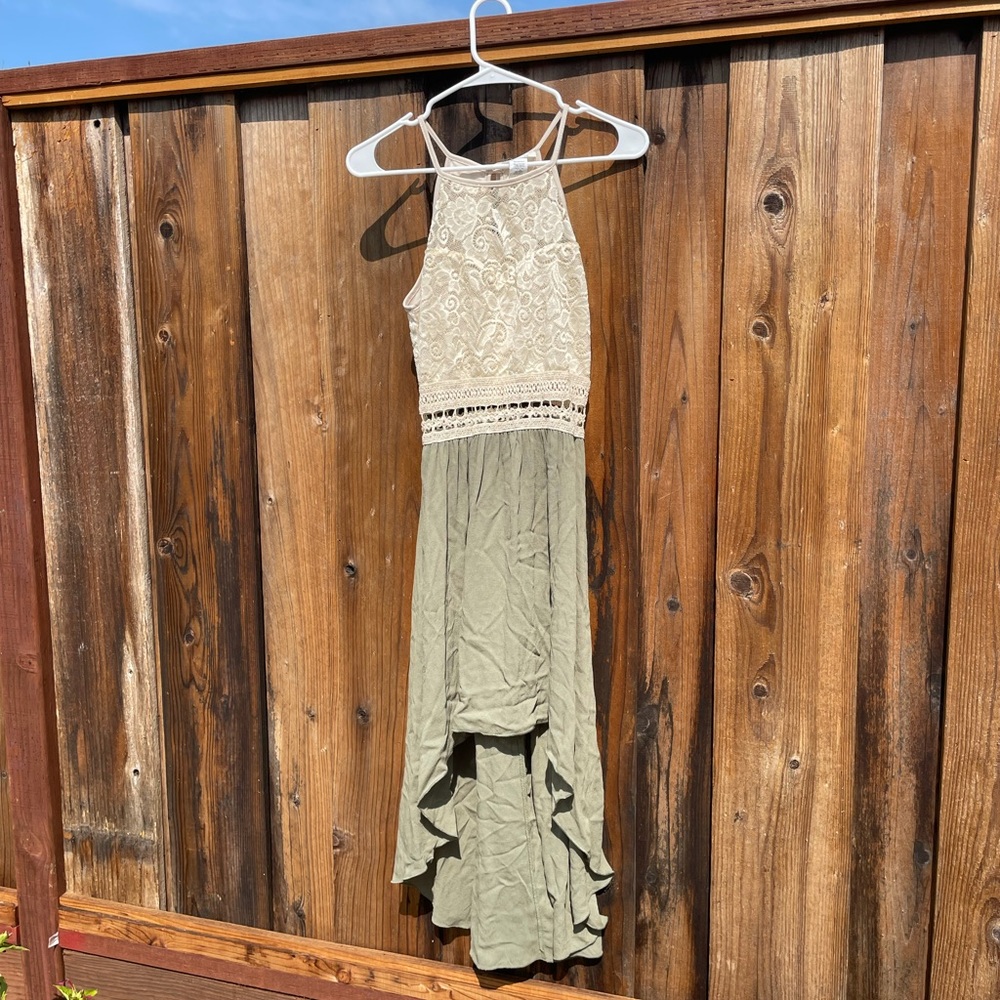 high-low crochet style dress
